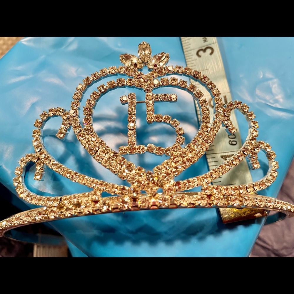 Sweet 15 Rhinestone Crown - Quince